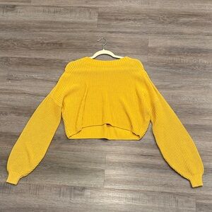 Hollister Cropped Mustard Crewneck Sweater
